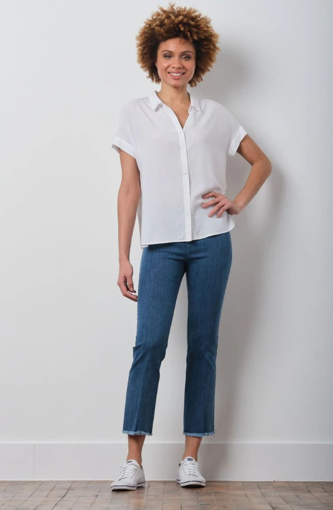 Avenue Montaigne Crop Denim Flare Pant Avalon Clothing Company